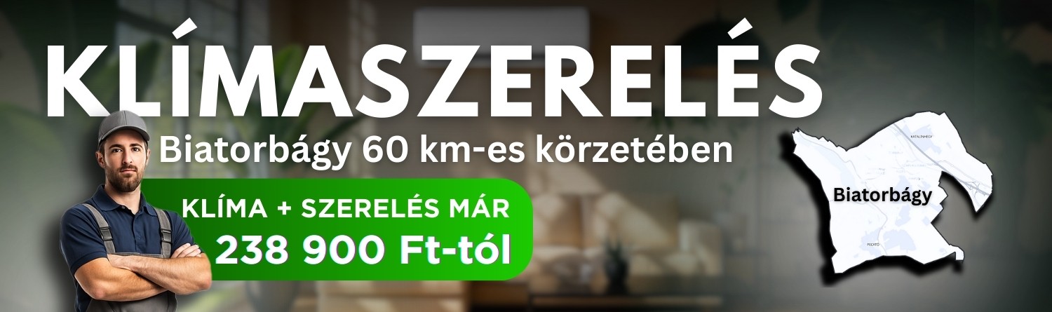 Klímaszerelés Biatorbágy 60 km-es körzetében, klíma és szerelés már 238 900 Ft-tól