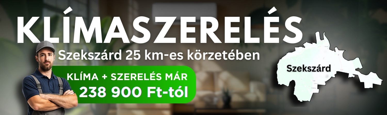 Klímaszerelés Szekszárd 25 km-es körzetében, klíma és szerelés már 238 900 Ft-tól
